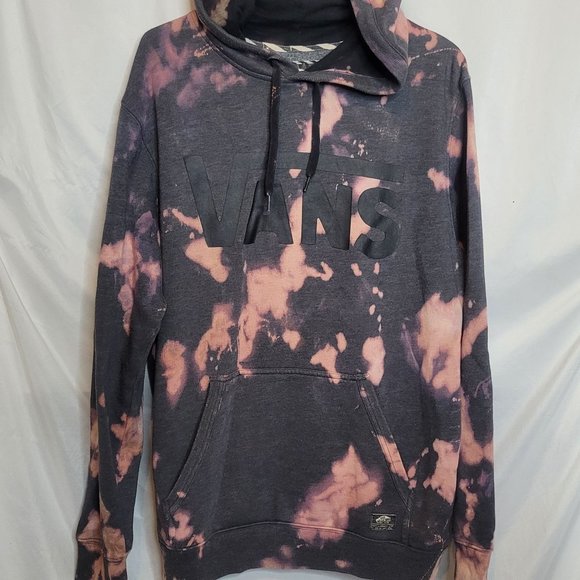 Vans Off The Wall Bleached Upcycle Hoodie Size Medium Faded Black - Picture 1 of 8